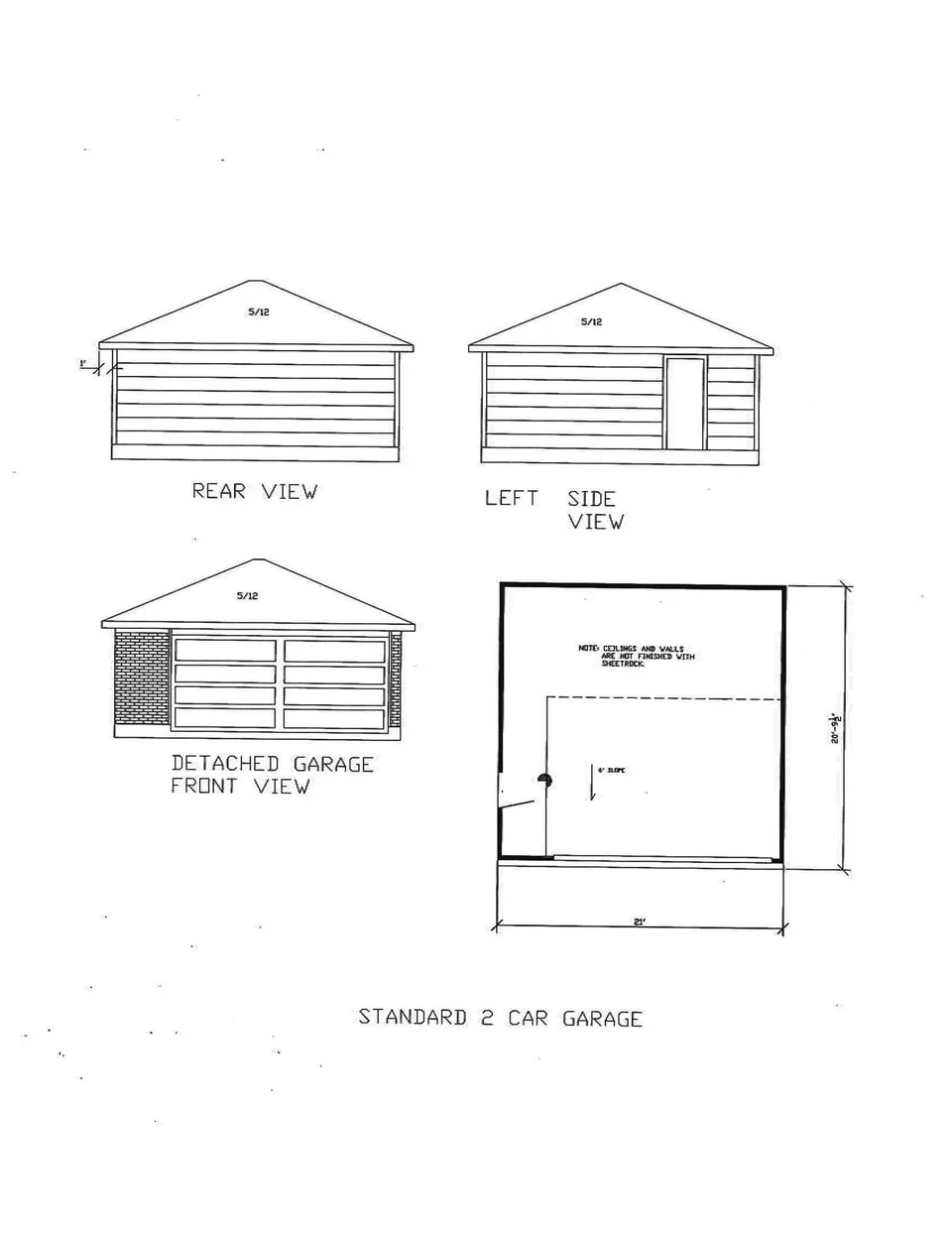 Cervelle 2 Car — Standard Garage configuration 2CAR drawing, 21' × 20'-9½"