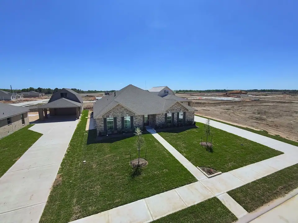 Aerial view of the home and front lawn at 2207 Dorado Street, League City, Texas